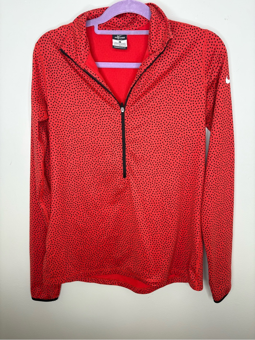Nike Red with Black Dot 1/4 Zip Pullover